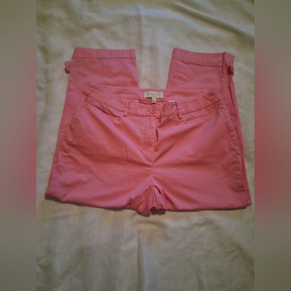 Talbots Cropped Pink Button-Hem Capris - Picture 4 of 8